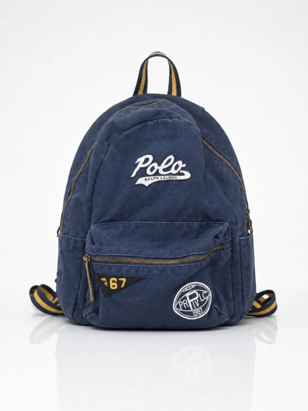Polo by Ralph Lauren Navy Canvas Kids Backpack with Striped Straps